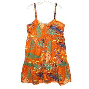 Beach Lunch Lounge Braided Strap Button Dress L Tropical Resortwear Hawaiian